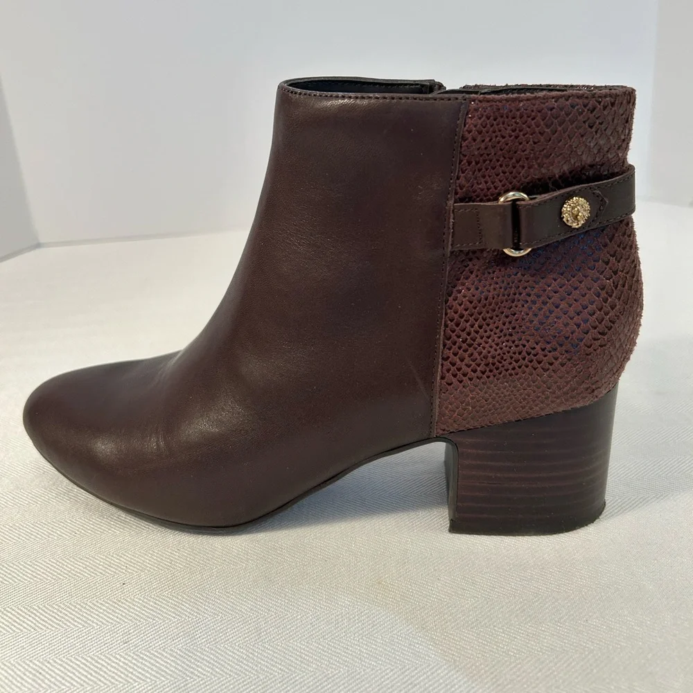 Anne Klein Hilda Ankle Boots in Dark Brown with "Snakeskin" Heels 7 1/2 M - Picture 3 of 9
